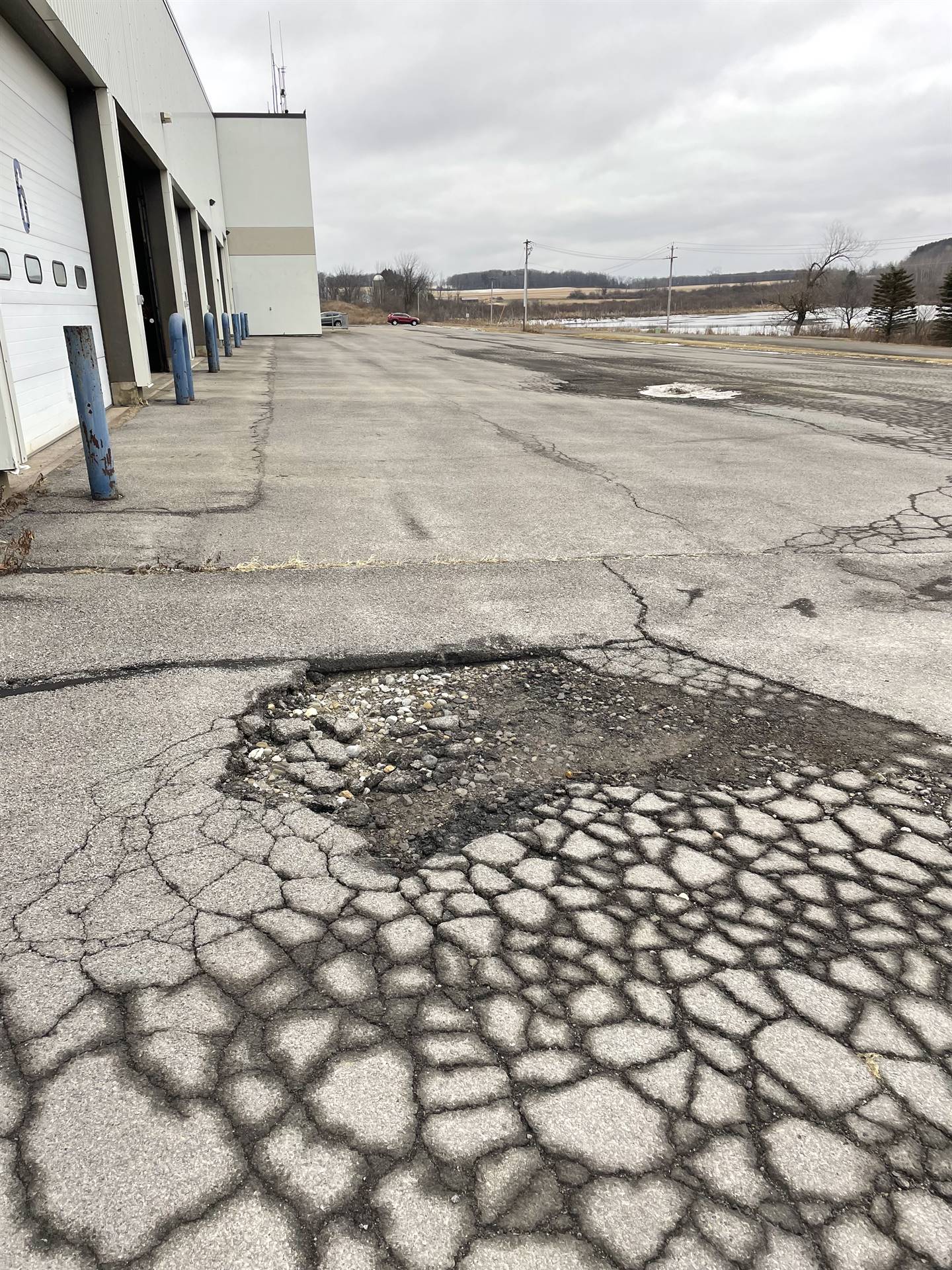 Bus garage parking lot