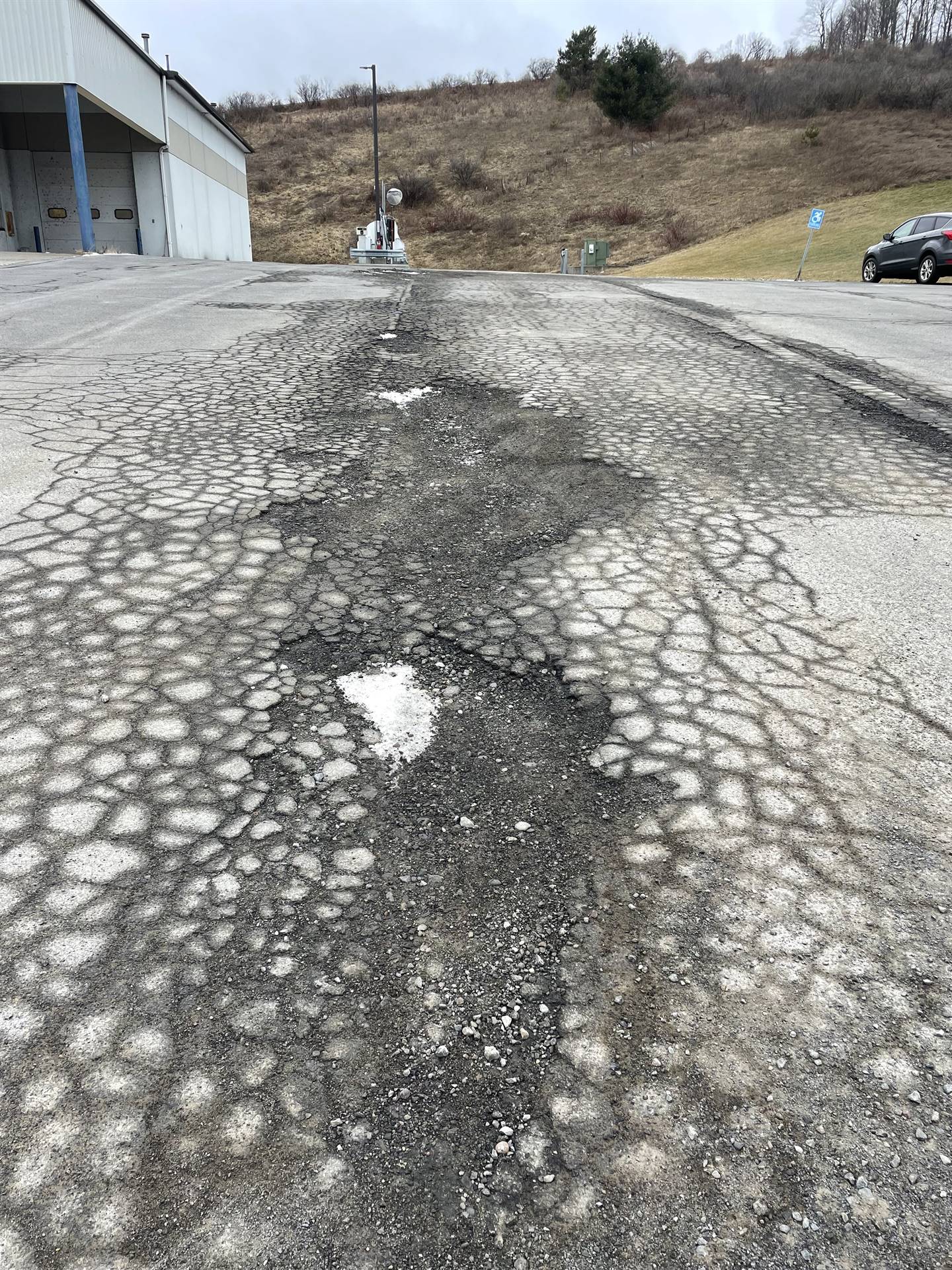 Bus garage parking lot